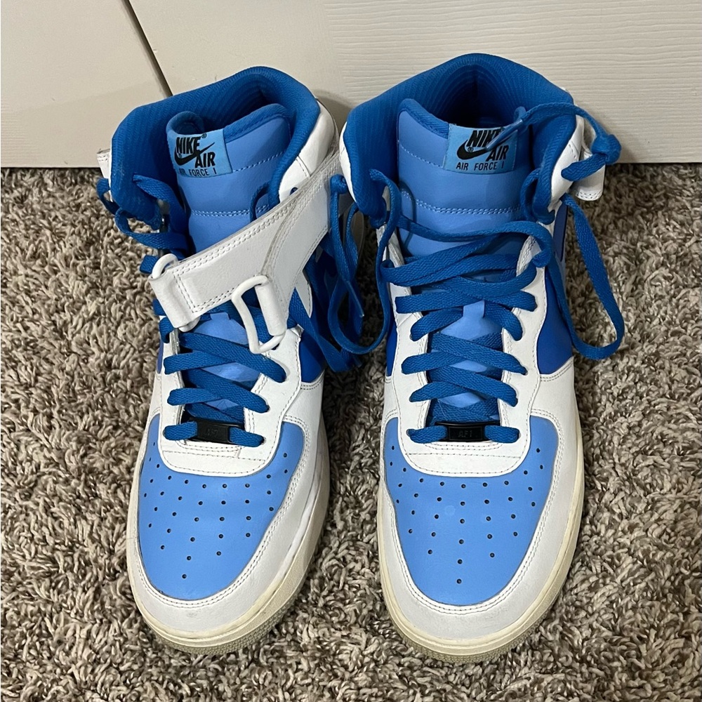 Custom blue and white Nike Air Force 1. Men’s 11.